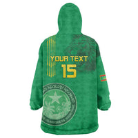 Custom Mauritania Football Wearable Blanket Hoodie Coat Of Arms With Islamic Pattern - Wonder Print Shop