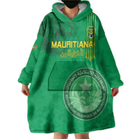 Custom Mauritania Football Wearable Blanket Hoodie Coat Of Arms With Islamic Pattern - Wonder Print Shop