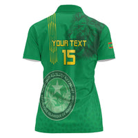 Custom Mauritania Football Women Polo Shirt Coat Of Arms With Islamic Pattern - Wonder Print Shop