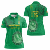 Custom Mauritania Football Women Polo Shirt Coat Of Arms With Islamic Pattern - Wonder Print Shop