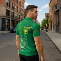 Custom Mauritania Football Zipper Polo Shirt Coat Of Arms With Islamic Pattern - Wonder Print Shop