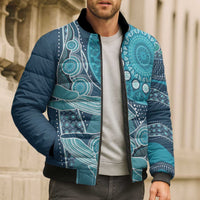 Personalized South Africa Whale Fes Bomber Puffer Jacket African Shwe Shwe Pattern - Wonder Print Shop