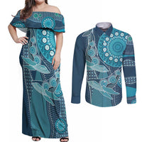 Personalized South Africa Whale Fes Couples Matching Off Shoulder Maxi Dress and Long Sleeve Button Shirt African Shwe Shwe Pattern - Wonder Print Shop