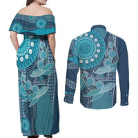 Personalized South Africa Whale Fes Couples Matching Off Shoulder Maxi Dress and Long Sleeve Button Shirt African Shwe Shwe Pattern - Wonder Print Shop
