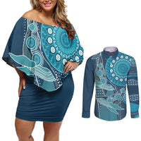 Personalized South Africa Whale Fes Couples Matching Off Shoulder Short Dress and Long Sleeve Button Shirt African Shwe Shwe Pattern - Wonder Print Shop
