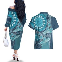 Personalized South Africa Whale Fes Couples Matching Off The Shoulder Long Sleeve Dress and Hawaiian Shirt African Shwe Shwe Pattern - Wonder Print Shop