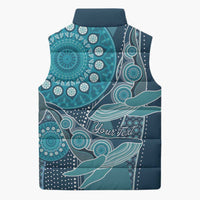 Personalized South Africa Whale Fes Sleeveless Puffer Jacket African Shwe Shwe Pattern - Wonder Print Shop