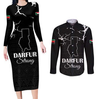 Darfur Sudan Strong Couples Matching Long Sleeve Bodycon Dress and Long Sleeve Button Shirt Pray for Tarseen - Wonder Print Shop