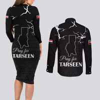 Darfur Sudan Strong Couples Matching Long Sleeve Bodycon Dress and Long Sleeve Button Shirt Pray for Tarseen - Wonder Print Shop
