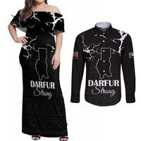 Darfur Sudan Strong Couples Matching Off Shoulder Maxi Dress and Long Sleeve Button Shirt Pray for Tarseen - Wonder Print Shop