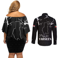 Darfur Sudan Strong Couples Matching Off Shoulder Short Dress and Long Sleeve Button Shirt Pray for Tarseen - Wonder Print Shop