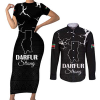 Darfur Sudan Strong Couples Matching Short Sleeve Bodycon Dress and Long Sleeve Button Shirt Pray for Tarseen - Wonder Print Shop