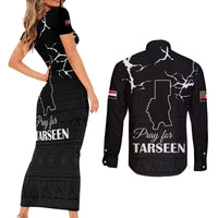 Darfur Sudan Strong Couples Matching Short Sleeve Bodycon Dress and Long Sleeve Button Shirt Pray for Tarseen - Wonder Print Shop