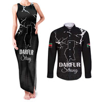 Darfur Sudan Strong Couples Matching Tank Maxi Dress and Long Sleeve Button Shirt Pray for Tarseen - Wonder Print Shop