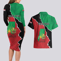 Personalized Sudan Couples Matching Long Sleeve Bodycon Dress and Hawaiian Shirt Darfur Be Strong - Wonder Print Shop