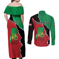 Personalized Sudan Couples Matching Off Shoulder Maxi Dress and Long Sleeve Button Shirt Darfur Be Strong - Wonder Print Shop