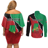 Personalized Sudan Couples Matching Off Shoulder Short Dress and Long Sleeve Button Shirt Darfur Be Strong - Wonder Print Shop