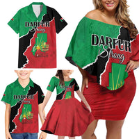 Personalized Sudan Family Matching Off Shoulder Short Dress and Hawaiian Shirt Darfur Be Strong - Wonder Print Shop