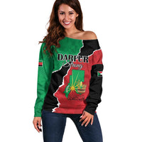 Personalized Sudan Off Shoulder Sweater Darfur Be Strong - Wonder Print Shop