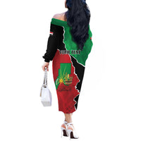 Personalized Sudan Off The Shoulder Long Sleeve Dress Darfur Be Strong - Wonder Print Shop