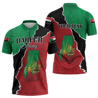 Personalized Sudan Zipper Polo Shirt Darfur Be Strong - Wonder Print Shop