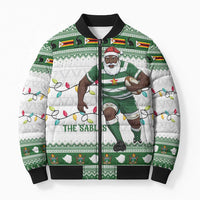 Zimbabwe Rugby Christmas Bomber Puffer Jacket The Sables Krismes Yakanaka - Wonder Print Shop