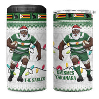 Zimbabwe Rugby Christmas 4 in 1 Can Cooler Tumbler The Sables Krismes Yakanaka - Wonder Print Shop