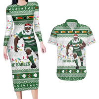 Zimbabwe Rugby Christmas Couples Matching Long Sleeve Bodycon Dress and Hawaiian Shirt The Sables Krismes Yakanaka - Wonder Print Shop