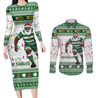 Zimbabwe Rugby Christmas Couples Matching Long Sleeve Bodycon Dress and Long Sleeve Button Shirt The Sables Krismes Yakanaka - Wonder Print Shop