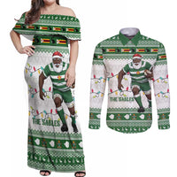 Zimbabwe Rugby Christmas Couples Matching Off Shoulder Maxi Dress and Long Sleeve Button Shirt The Sables Krismes Yakanaka - Wonder Print Shop