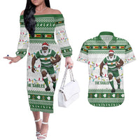 Zimbabwe Rugby Christmas Couples Matching Off The Shoulder Long Sleeve Dress and Hawaiian Shirt The Sables Krismes Yakanaka - Wonder Print Shop