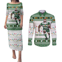 Zimbabwe Rugby Christmas Couples Matching Puletasi and Long Sleeve Button Shirt The Sables Krismes Yakanaka - Wonder Print Shop