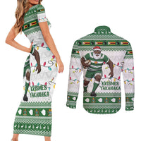 Zimbabwe Rugby Christmas Couples Matching Short Sleeve Bodycon Dress and Long Sleeve Button Shirt The Sables Krismes Yakanaka - Wonder Print Shop