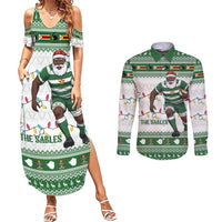 Zimbabwe Rugby Christmas Couples Matching Summer Maxi Dress and Long Sleeve Button Shirt The Sables Krismes Yakanaka - Wonder Print Shop