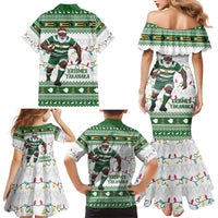 Zimbabwe Rugby Christmas Family Matching Mermaid Dress and Hawaiian Shirt The Sables Krismes Yakanaka - Wonder Print Shop
