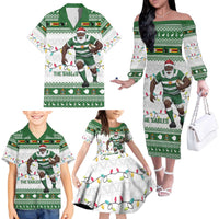 Zimbabwe Rugby Christmas Family Matching Off The Shoulder Long Sleeve Dress and Hawaiian Shirt The Sables Krismes Yakanaka - Wonder Print Shop