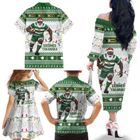 Zimbabwe Rugby Christmas Family Matching Off The Shoulder Long Sleeve Dress and Hawaiian Shirt The Sables Krismes Yakanaka - Wonder Print Shop