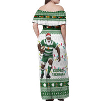 Zimbabwe Rugby Christmas Family Matching Off Shoulder Maxi Dress and Hawaiian Shirt The Sables Krismes Yakanaka - Wonder Print Shop