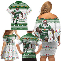Zimbabwe Rugby Christmas Family Matching Off Shoulder Short Dress and Hawaiian Shirt The Sables Krismes Yakanaka - Wonder Print Shop