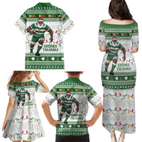 Zimbabwe Rugby Christmas Family Matching Puletasi and Hawaiian Shirt The Sables Krismes Yakanaka - Wonder Print Shop