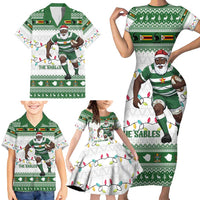 Zimbabwe Rugby Christmas Family Matching Short Sleeve Bodycon Dress and Hawaiian Shirt The Sables Krismes Yakanaka - Wonder Print Shop