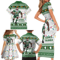 Zimbabwe Rugby Christmas Family Matching Short Sleeve Bodycon Dress and Hawaiian Shirt The Sables Krismes Yakanaka - Wonder Print Shop