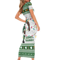 Zimbabwe Rugby Christmas Family Matching Short Sleeve Bodycon Dress and Hawaiian Shirt The Sables Krismes Yakanaka - Wonder Print Shop