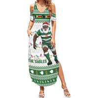 Zimbabwe Rugby Christmas Family Matching Summer Maxi Dress and Hawaiian Shirt The Sables Krismes Yakanaka - Wonder Print Shop