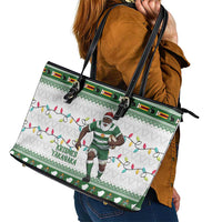 Zimbabwe Rugby Christmas Leather Tote Bag The Sables Krismes Yakanaka - Wonder Print Shop