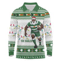 Zimbabwe Rugby Christmas Long Sleeve Polo Shirt The Sables Krismes Yakanaka - Wonder Print Shop