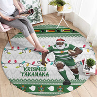 Zimbabwe Rugby Christmas Round Carpet The Sables Krismes Yakanaka - Wonder Print Shop