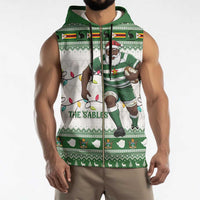 Zimbabwe Rugby Christmas Sleeveless Zip Hoodie The Sables Krismes Yakanaka - Wonder Print Shop