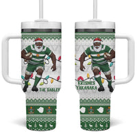 Zimbabwe Rugby Christmas Tumbler With Handle The Sables Krismes Yakanaka - Wonder Print Shop