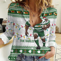 Zimbabwe Rugby Christmas Women Casual Shirt The Sables Krismes Yakanaka - Wonder Print Shop